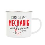 Plechový smaltový hrnek - Každý správný mechanik